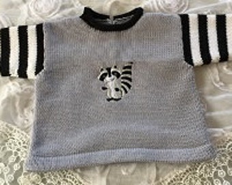 Babypulli, Pulli, Pullover, Babypullover, Waschbär, Stickerei, verschiedene Größen