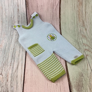 Baby romper, knitted romper, romper, baby romper, dungarees, baby dungarees, frog prince, light blue, frog