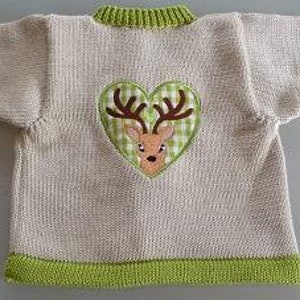 Babyjacke ,Kinderjacke, Jacke, Motiv Hirsch, Stoffapplikation Hirsch, verschiedene Größen, verschiedene Farben Bild 1