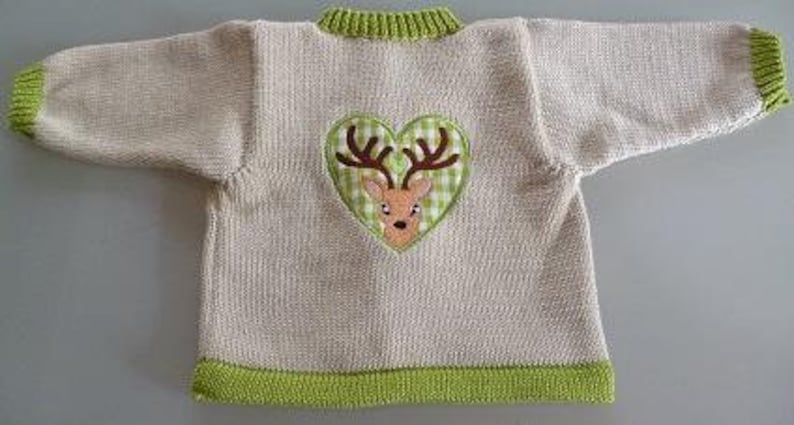 Babyjacke ,Kinderjacke, Jacke, Motiv Hirsch, Stoffapplikation Hirsch, verschiedene Größen, verschiedene Farben Bild 1