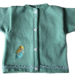 Baby jacket, cardigan, girl jacket, kids jacket, embroidery mermaid, mermaid, ruffles, lace, various sizes, mint image 1