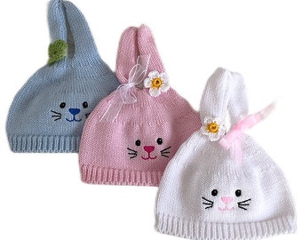 Babymütze Hase, Kindermütze, Strickmütze, Mütze, Babymütze gestrickt, verschiedene Größen