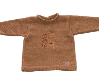 Baby sweater, baby sweater, knitted sweater, knitted sweater, horse, horse head