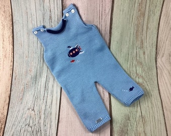 Baby romper, romper, knitted romper, submarine, embroidery, various sizes