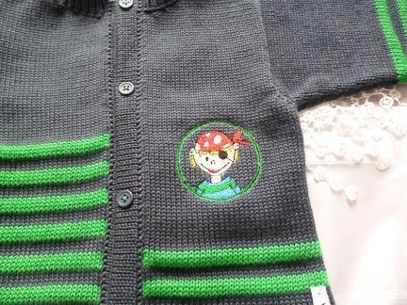 Babyjacke, Jacke, Kinderjacke, Stickerei, Pirat, Streifen, verschiedene Größen Bild 2