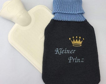 Wärmflasche, Kinderwärmflasche, Wärmflaschenbezug, Prinz, Stickerei,