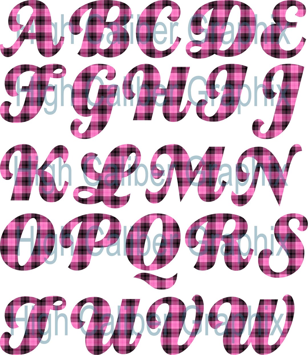 Pink Buffalo Plaid Letters and Numbers Digital Download Set for Print ...