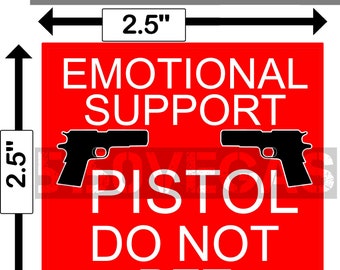 Emotional Support Pistol Do Not Pet Decal - 2 1/2 x 2 1/2 - Red