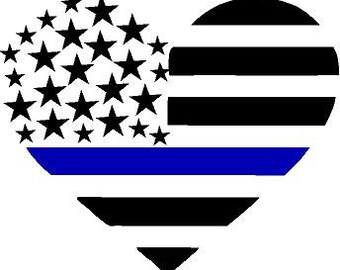 Thin Blue Line Heart Flag All Lives Matter Sticker
