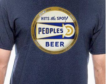Vintage Oshkosh Peoples Hits The Spot Beer Round logo TShirt