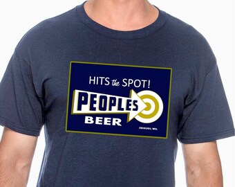Vintage Oshkosh Peoples Hits The Spot Beer logo TShirt