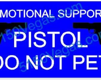 Emotional Support Pistol Do Not Pet Decal - 4" x 2 1/2" - Blue