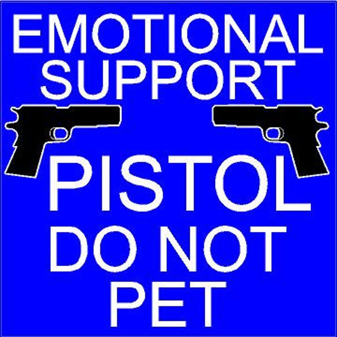 Emotional Support Pistol Do Not Pet Decal 1/2 X 1/2 Blue