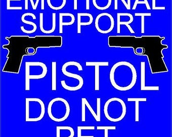 Emotional Support Pistol Do Not Pet Decal - 2 1/2 x 2 1/2 - Blue
