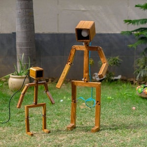 HANDCRAFTED WOODEN ROBOTIC Lamp Kit Reclaimed Vintage Focus Light