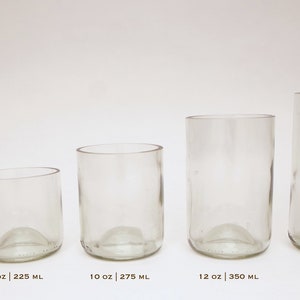 8, 10, 12, 16 Ounce Clear Wine Bottle Glasses | Upcycled Tumblers | Cups