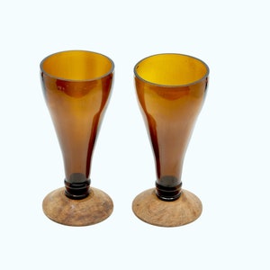 Amber brown beer bottle top | wine cocktail glassware with stem