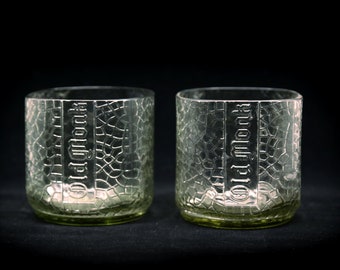 Handcrafted Old monk Rum Bottle Cocktail Glasses  | Drinking glasses | Wide mouth Clear Textured Glasses