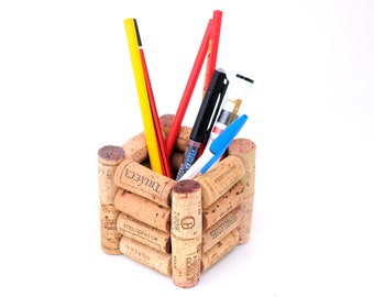 Recycled Wine Cork Office Desk Stationery Pencil Pen Holder Stand | Client gifts | Office Desk Accessories | Eco Friendly Gift Ideas