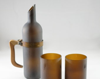 Flacon d'eau FROSTED AMBER BOTTLE - Carafe - Jug Set avec 12 onces De verres