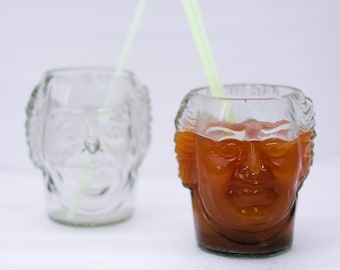 Large Monk face Rum Bottle Cocktail Glassware  | Drinking glasses | Old monk clear glass cups