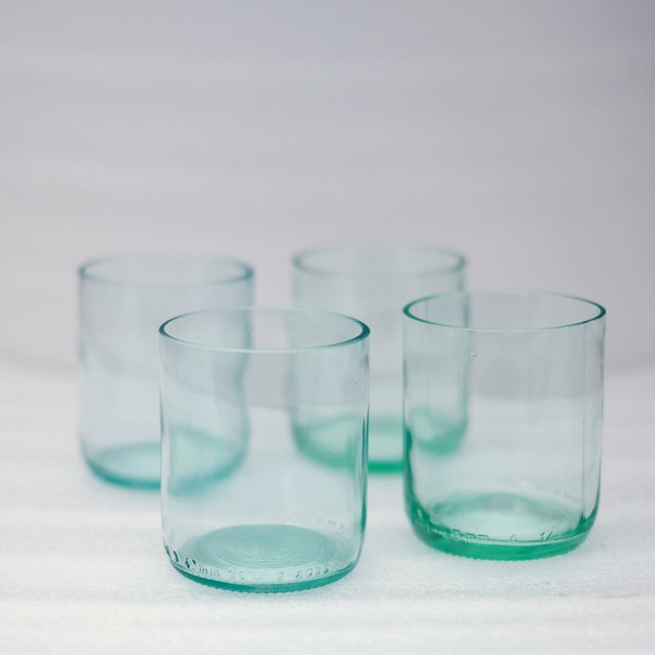 Aqua Clear Wine bottle Glasses | Up-cycled Tumblers | Eco gifts | repurposed | Bar glasses 8, 10, 12  Ounces