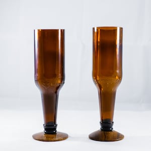Upcycled QUIRKY BEER GLASS- handcrafted from Budweiser beer bottles