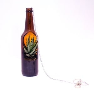 Amber Beer Bottle Hanging Planter Pot | Handcrafted | Repurposed