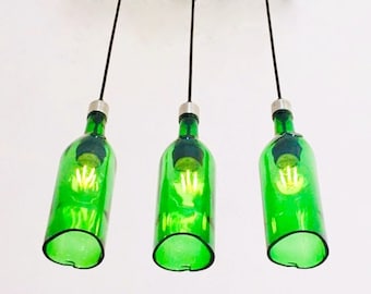 Industrial Light fixture - Chandelier - Ceiling Lamp Made from Glenfiddich  Whiskey Bottles for home, Bar & Kitchen Island
