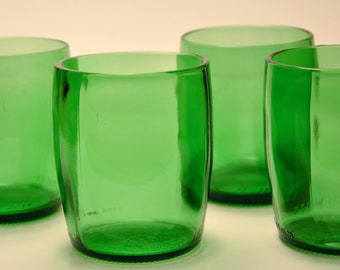 Perrier Water Bottle Drinking Glasses - Green Tumbler Goblet