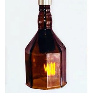 HANGING PENDANT LAMP - Amber Indian Whiskey Bottle Pendant Light