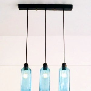 Industrial Light fixture Chandelier Ceiling Lamp Made from Bombay Sapphire Gin Bottle for home,Bar & Kitchen Island image 3