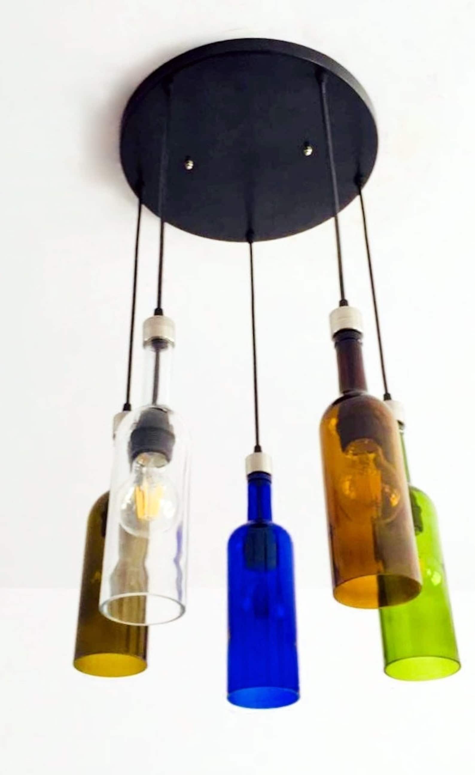 BOTTLE LIGHT FIXTURE Colourful Chandelier Made From Wine and Etsy