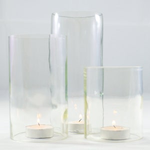 Wine bottle Tea Light Hurricane Candle cover Trio set : Clear