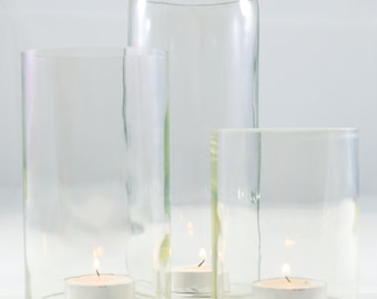 Wine bottle Tea Light Hurricane Candle cover Trio set : Clear