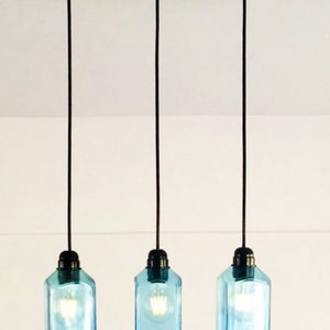 Industrial Light fixture Chandelier Ceiling Lamp Made from Bombay Sapphire Gin Bottle for home,Bar & Kitchen Island image 5