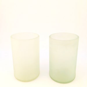 FROSTED 12 OZ WHITE Wine bottle Glasses Up-cycled Tumblers Eco gifts repurposed Bar glasses image 3