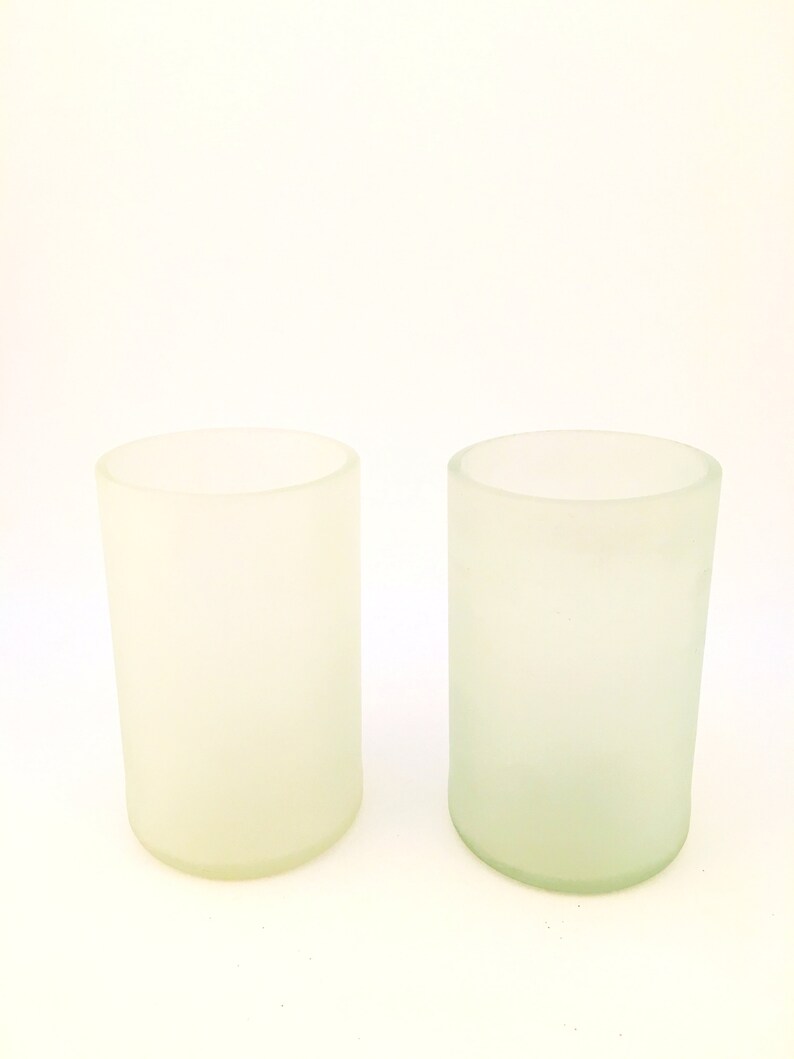 FROSTED 12 OZ WHITE Wine bottle Glasses Up-cycled Tumblers Eco gifts repurposed Bar glasses image 3