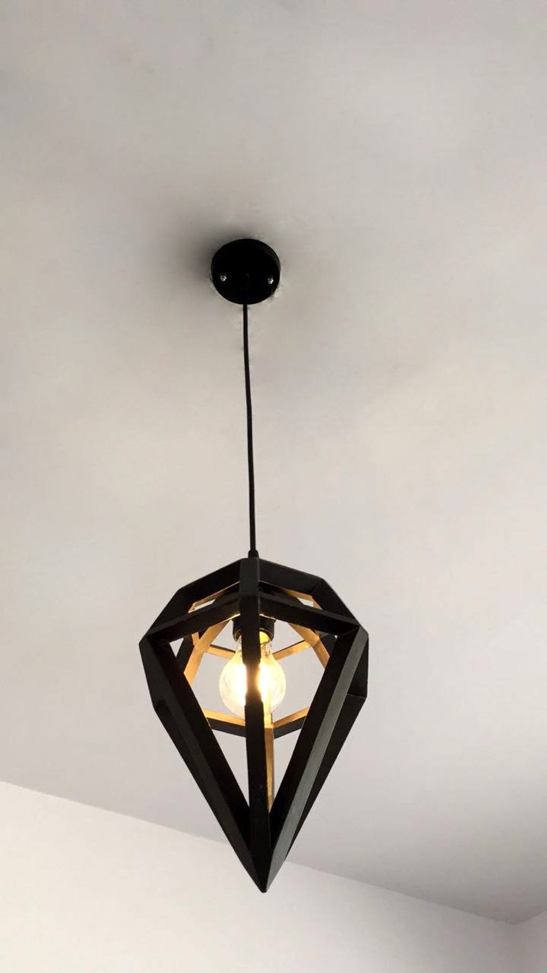 WOODEN PENDANT LIGHT Fixture - Recycled Pallet wood Hanging Lamp image 4