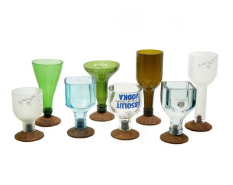Hand crafted Wine | cocktail Drinking Glasses | Stemware Glass from a Grey Goose bottle