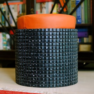 Modern Recycled Design Stool / Ottoman / Bench upcycled using Pallet Wood & black keyboard keys