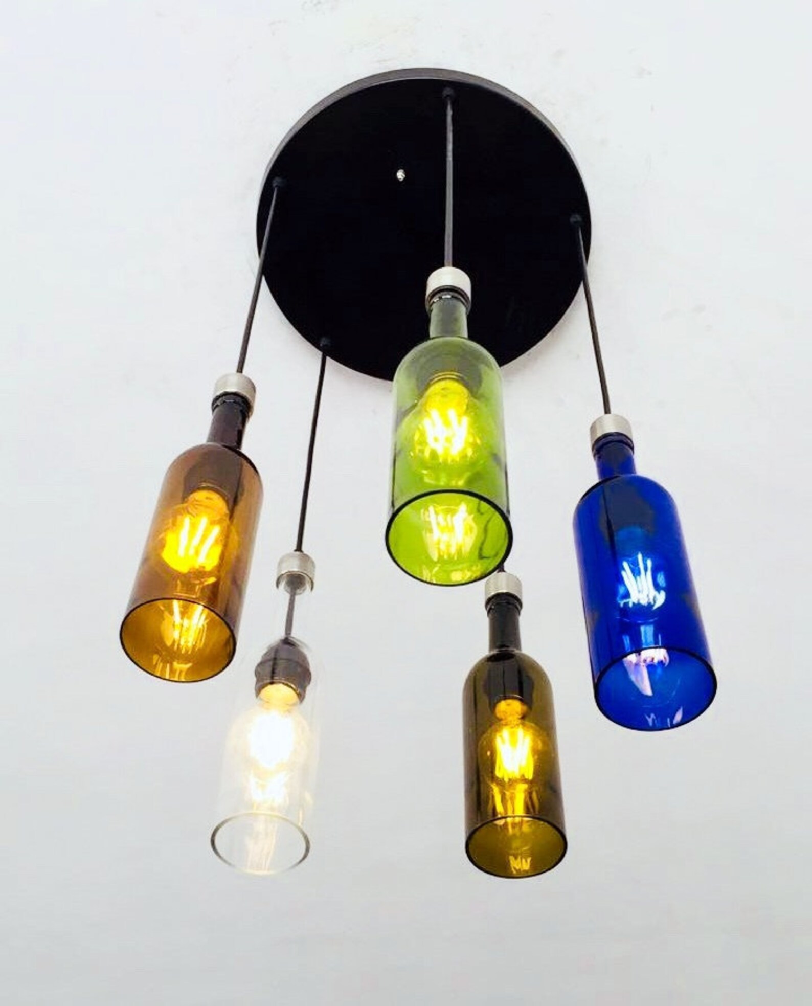 BOTTLE LIGHT FIXTURE Colourful Chandelier Made From Wine and Etsy