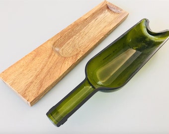 Wine bottle Cheese Platter Dish - Up-cycled serving tray - Recycled glass bottle bowl