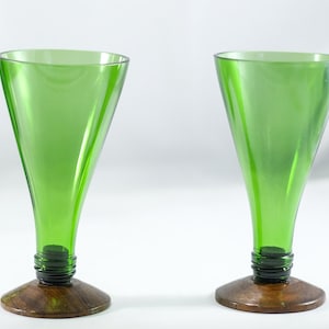 Perrier bottle cocktail wine Glasses | Recycled Green Glassware | Handcrafted Repurposed Bottle Glass with wooden stem