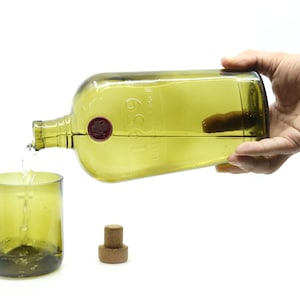 Up-cycled Whiskey bottle Water flask - Carafe - Jug Set with Glass Tumblers - Glasses