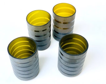 12 ounce recycled wine bottle glasses - Handcrafted frosted designer glass cups- everyday drinking cups for water, juice, cocktails