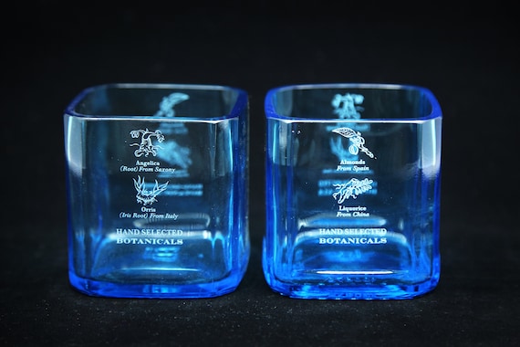 Upcycled Blue Glass Gin Cuff Links from Recycled Bombay Sapphire Bottle Upcycled Blue Glass Gin Cuff Links from Recycled Bombay Sapphire Bottle