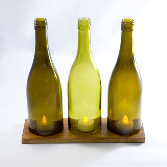 Wine Bottle Led Candle Stand Cover Holder Set With A Etsy