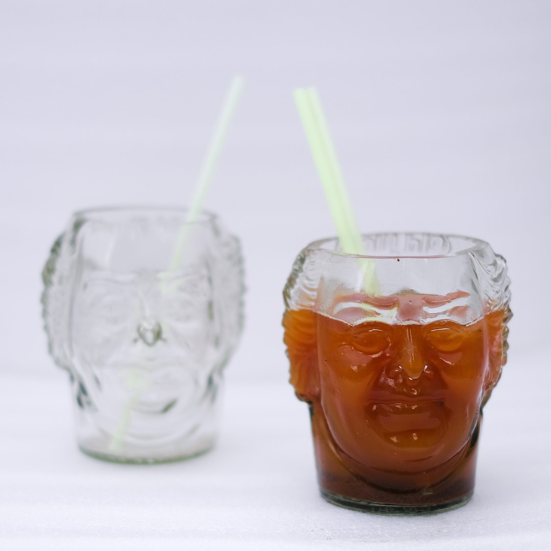Large Monk Face Rum Bottle Cocktail Glassware Drinking Glasses Old Monk Clear Glass Cups Etsy