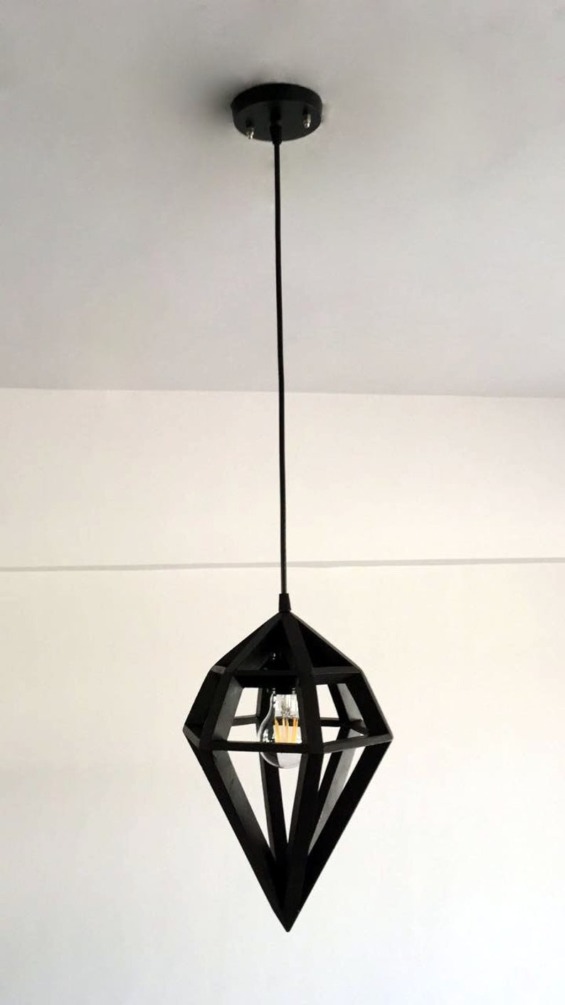 WOODEN PENDANT LIGHT Fixture - Recycled Pallet wood Hanging Lamp image 5